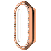 For Xiaomi Smart Band 9 NFC Diamond Half Coverage Hollow PC Watch Protective Case(Rose Gold)