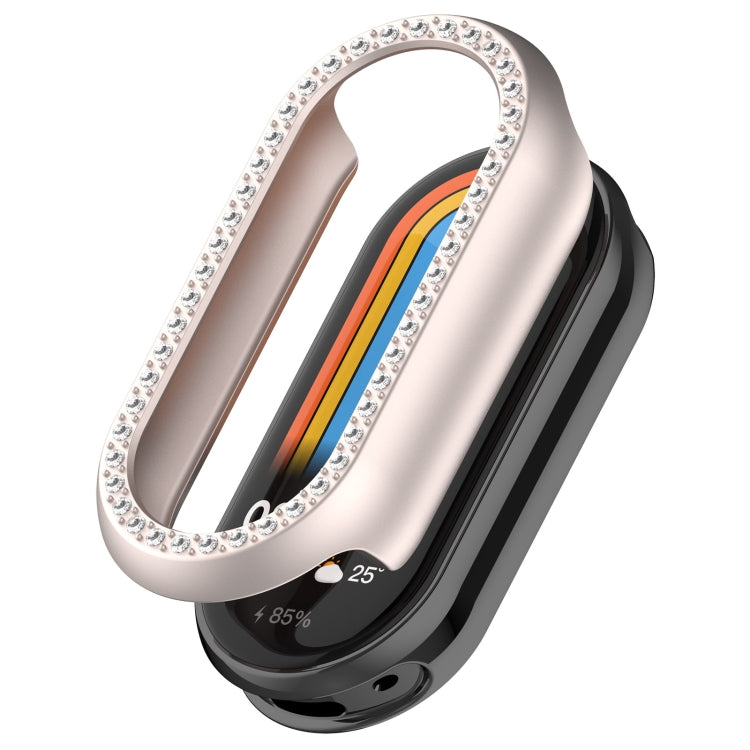 For Xiaomi Smart Band 9 NFC Diamond Half Coverage Hollow PC Watch Protective Case(Starlight)