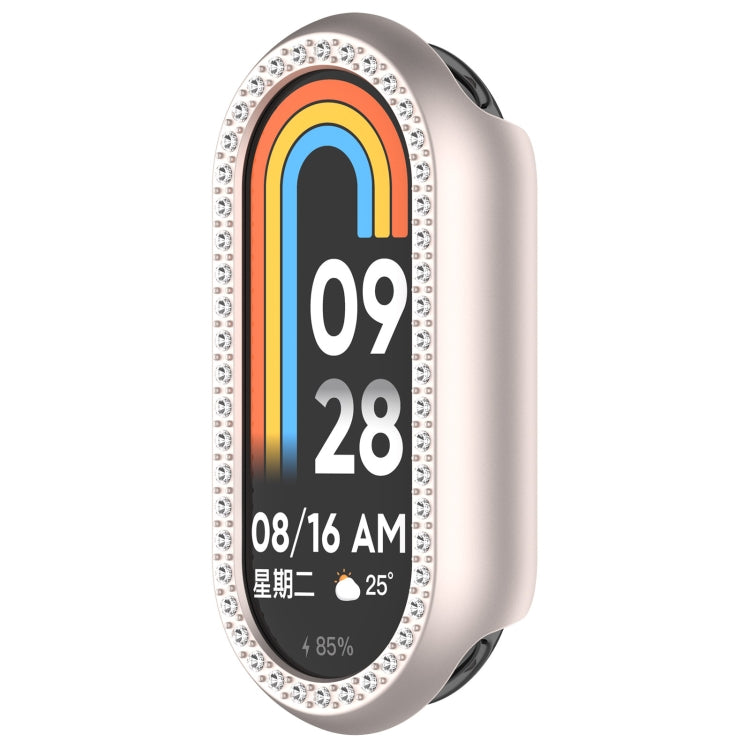 For Xiaomi Smart Band 9 NFC Diamond Half Coverage Hollow PC Watch Protective Case(Starlight)