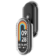 For Xiaomi Smart Band 9 Diamond Half Coverage Hollow PC Watch Protective Case(Transparent White)
