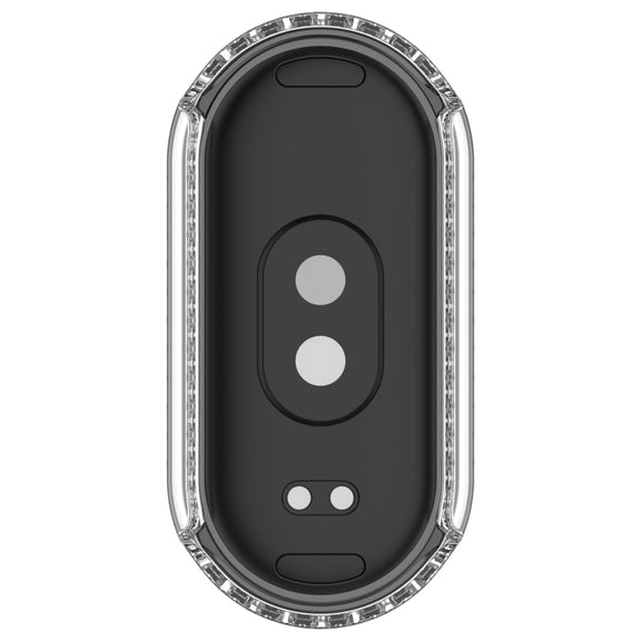 For Xiaomi Smart Band 9 Diamond Half Coverage Hollow PC Watch Protective Case(Transparent White)