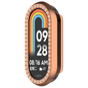 For Xiaomi Smart Band 9 Diamond Half Coverage Hollow PC Watch Protective Case(Rose Gold)
