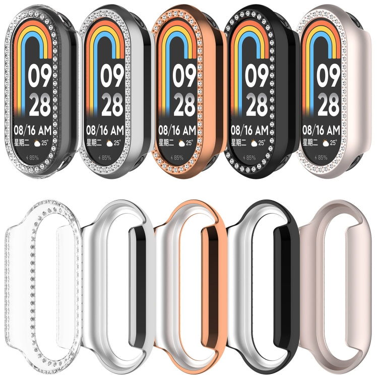 For Xiaomi Smart Band 9 NFC Diamond Half Coverage Hollow PC Watch Protective Case(Starlight)