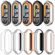 For Xiaomi Smart Band 9 NFC Diamond Half Coverage Hollow PC Watch Protective Case(Black)