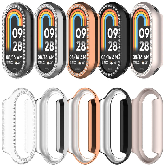 For Xiaomi Smart Band 9 NFC Diamond Half Coverage Hollow PC Watch Protective Case(Black)