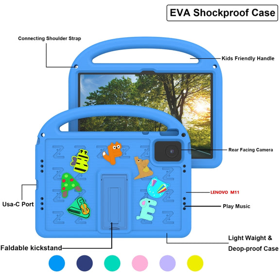 For Lenovo Tab M11 / Xiaoxin Pad 11 2024 Cartoon Sparrow EVA Shockproof Tablet Case(Blue)
