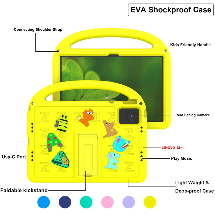For Lenovo Tab M11 / Xiaoxin Pad 11 2024 Cartoon Sparrow EVA Shockproof Tablet Case(Yellow)