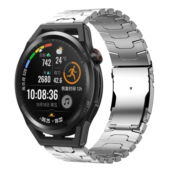 For Huawei Watch GT Runner 22mm Double Lock Buckle Turtle Steel Watch Band(Silver)