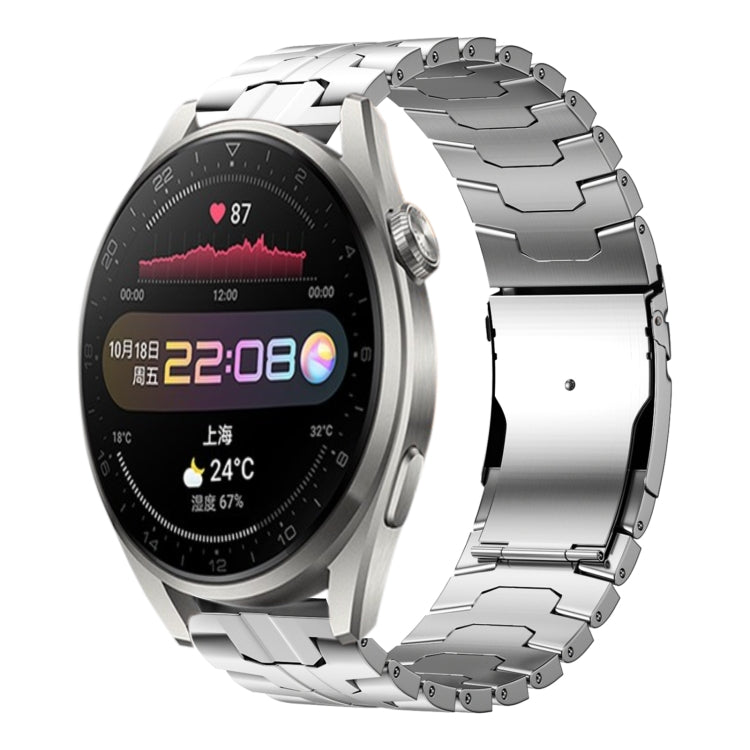 For Huawei Watch 3 / 3 Pro 22mm Double Lock Buckle Turtle Steel Watch Band(Silver)