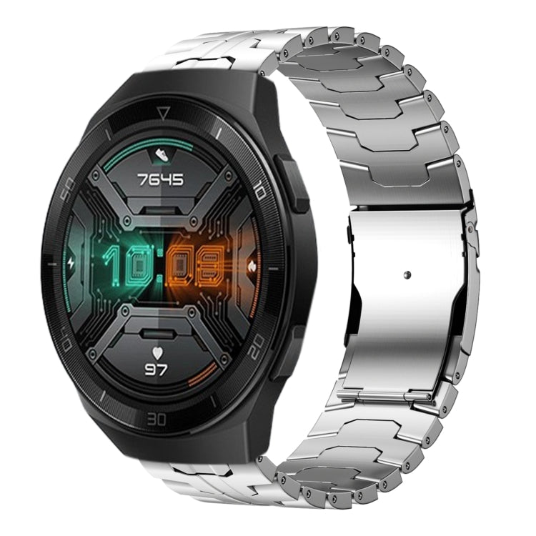 For Huawei Watch GT / GT 2e 22mm Double Lock Buckle Turtle Steel Watch Band(Silver)