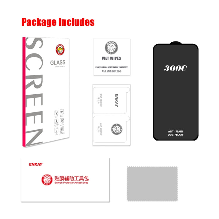 For iPhone 15 / 16 ENKAY 300C Super Large Arc Full Coverage High Aluminum-silicon Tempered Glass Film