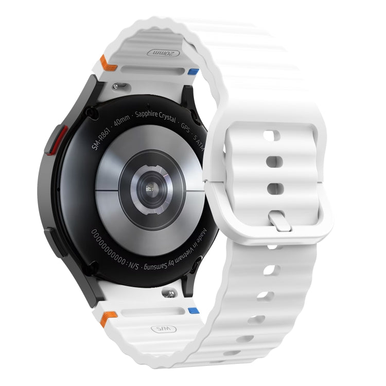 For Samsung Galaxy Watch 7 40 / 44mm Wave Pattern Stitched Silicone Watch Band(White)