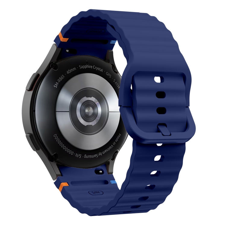 For Samsung Galaxy Watch 7 40 / 44mm Wave Pattern Stitched Silicone Watch Band(Dark Blue)