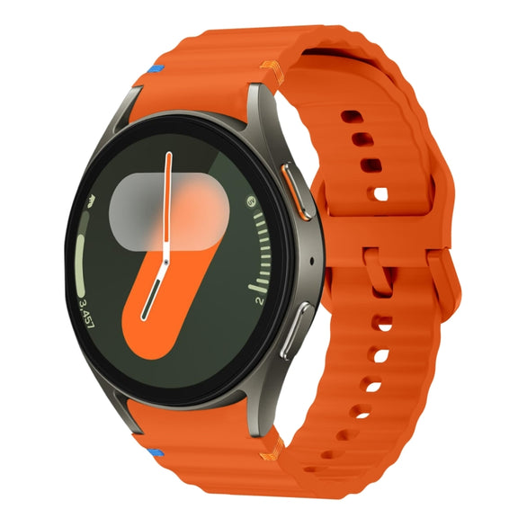 For Samsung Galaxy Watch 7 40 / 44mm Wave Pattern Stitched Silicone Watch Band(Orange)