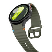 For Samsung Galaxy Watch 7 40 / 44mm Wave Pattern Stitched Silicone Watch Band(Army Green)