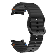 For Samsung Galaxy Watch 6 Classic Wave Pattern Stitched Silicone Watch Band(Black)