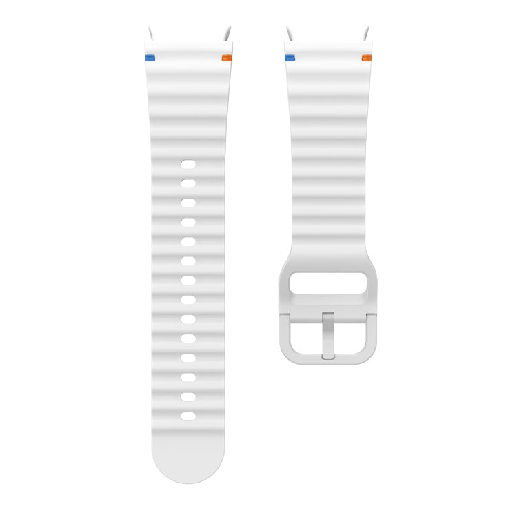For Samsung Galaxy Watch 6 Classic Wave Pattern Stitched Silicone Watch Band(White)