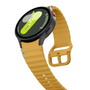 For Samsung Galaxy Watch 6 Classic Wave Pattern Stitched Silicone Watch Band(Yellow)