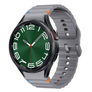 For Samsung Galaxy Watch 6 Classic Wave Pattern Stitched Silicone Watch Band(Dark Gray)