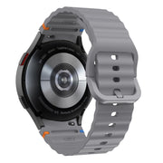 For Samsung Galaxy Watch 6 Classic Wave Pattern Stitched Silicone Watch Band(Dark Gray)