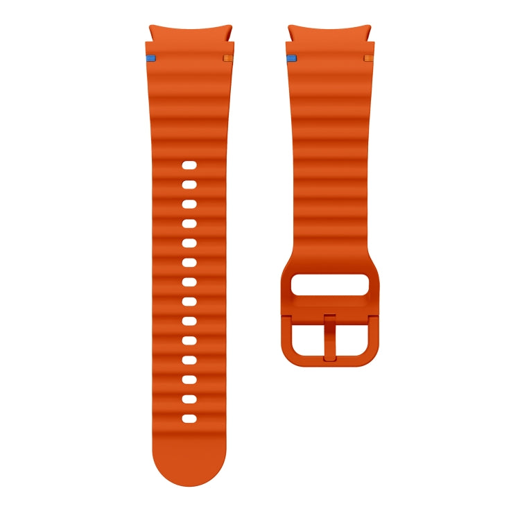 For Samsung Galaxy Watch 6 Classic Wave Pattern Stitched Silicone Watch Band(Orange)