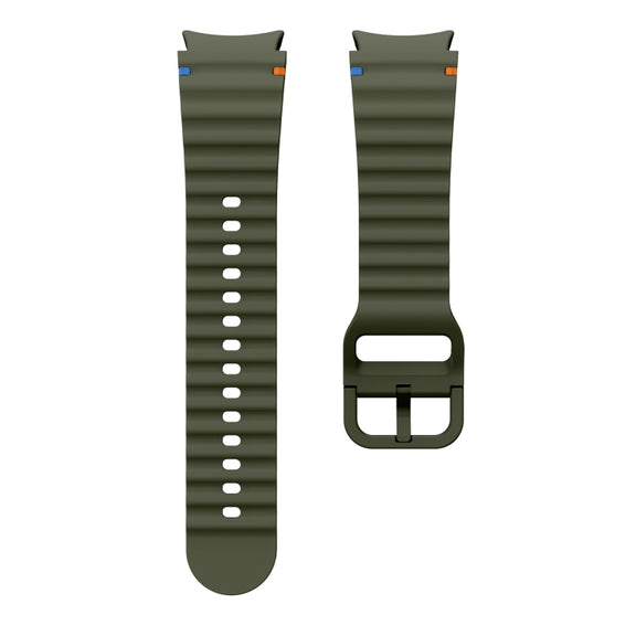 For Samsung Galaxy Watch 6 Classic Wave Pattern Stitched Silicone Watch Band(Army Green)