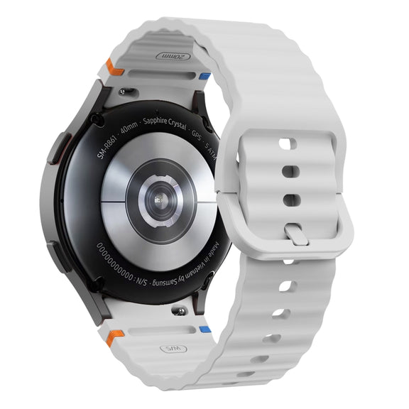 For Samsung Galaxy Watch 6 40 / 44mm Wave Pattern Stitched Silicone Watch Band(Light Gray)