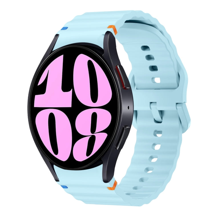 For Samsung Galaxy Watch 6 40 / 44mm Wave Pattern Stitched Silicone Watch Band(Light Blue)