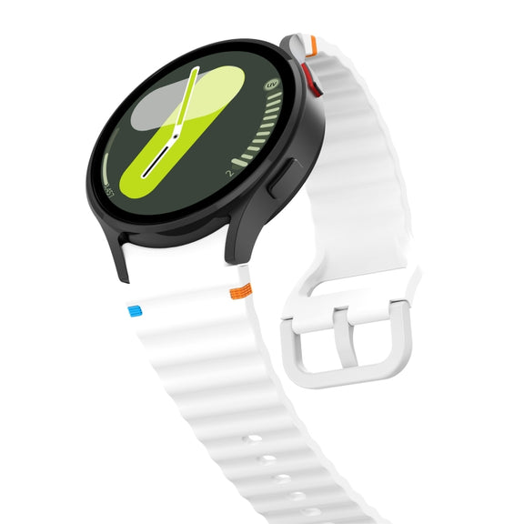 For Samsung Galaxy Watch 5 40 / 44mm Wave Pattern Stitched Silicone Watch Band(White)