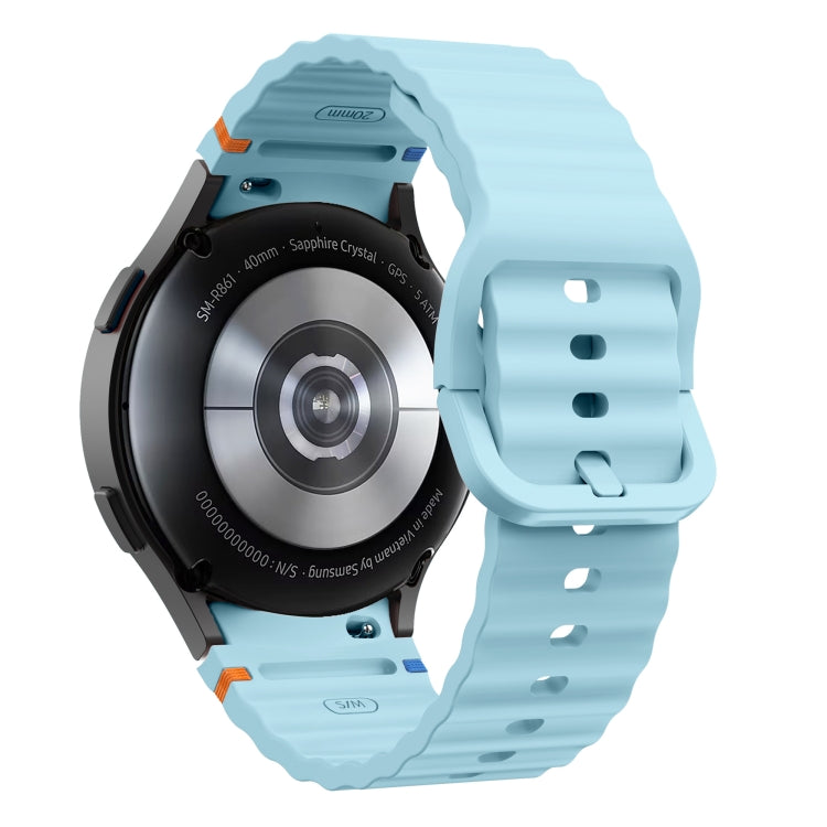 For Samsung Galaxy Watch 5 40 / 44mm Wave Pattern Stitched Silicone Watch Band(Light Blue)