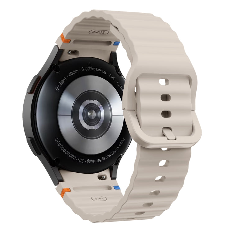 For Samsung Galaxy Watch 5 40 / 44mm Wave Pattern Stitched Silicone Watch Band(Starlight)