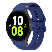For Samsung Galaxy Watch 5 40 / 44mm Wave Pattern Stitched Silicone Watch Band(Dark Blue)