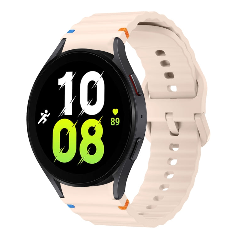 For Samsung Galaxy Watch 5 40 / 44mm Wave Pattern Stitched Silicone Watch Band(Pink)