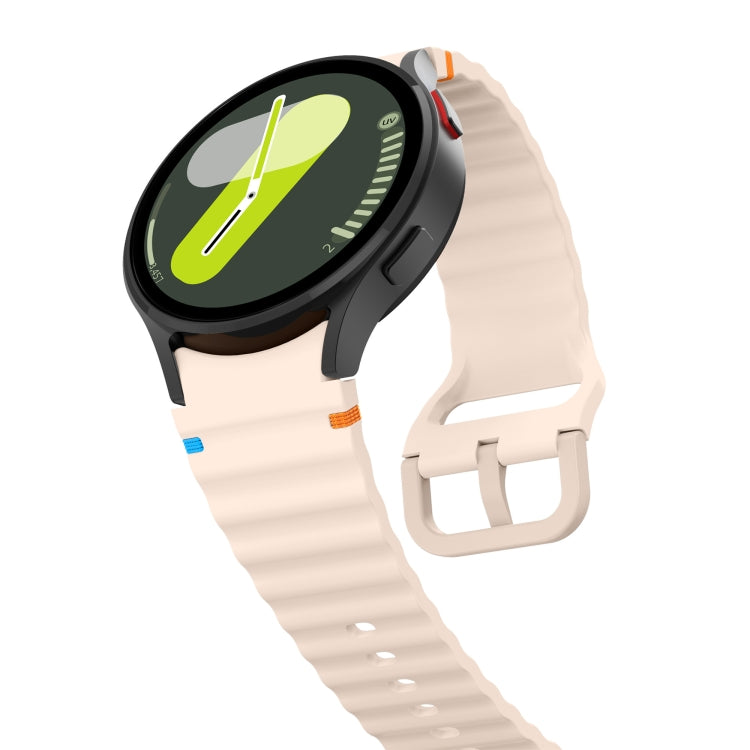 For Samsung Galaxy Watch 5 40 / 44mm Wave Pattern Stitched Silicone Watch Band(Pink)