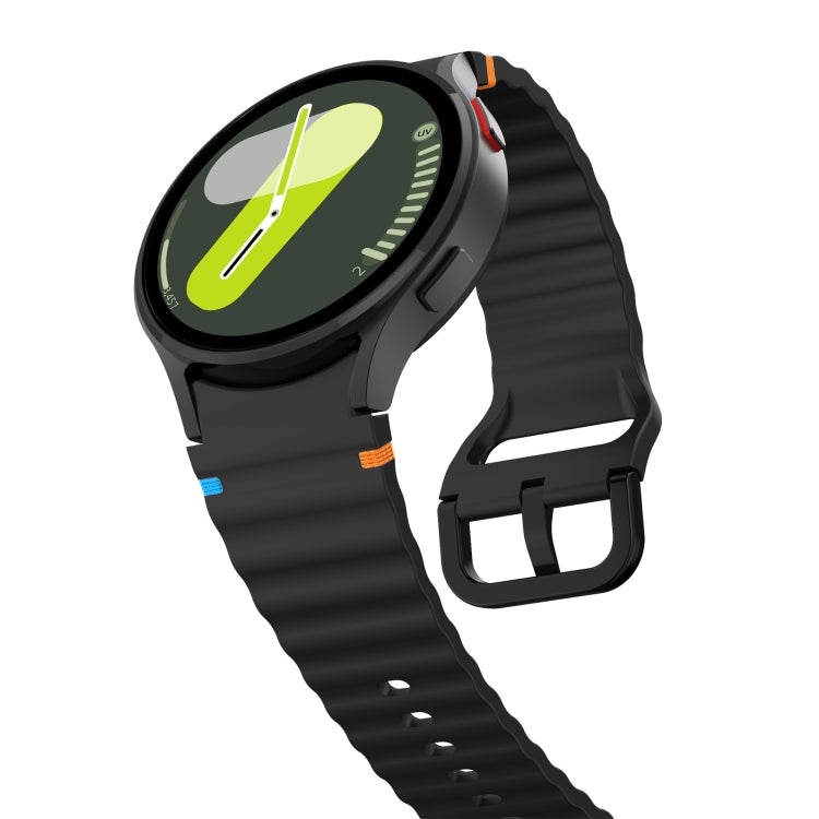 For Samsung Galaxy Watch 5 Pro Wave Pattern Stitched Silicone Watch Band(Black)