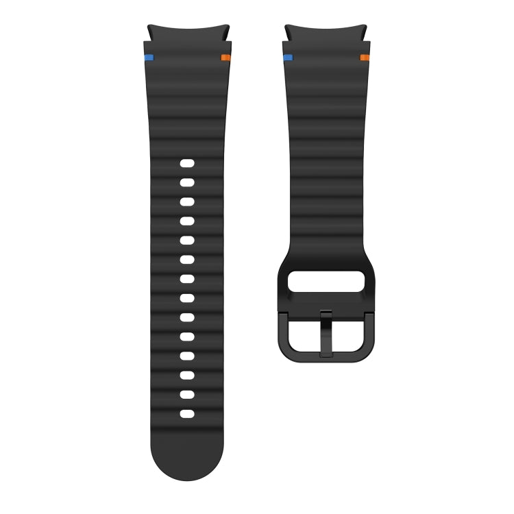 For Samsung Galaxy Watch 5 Pro Wave Pattern Stitched Silicone Watch Band(Black)