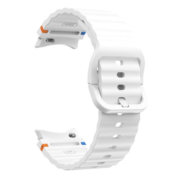 For Samsung Galaxy Watch 5 Pro Wave Pattern Stitched Silicone Watch Band(White)