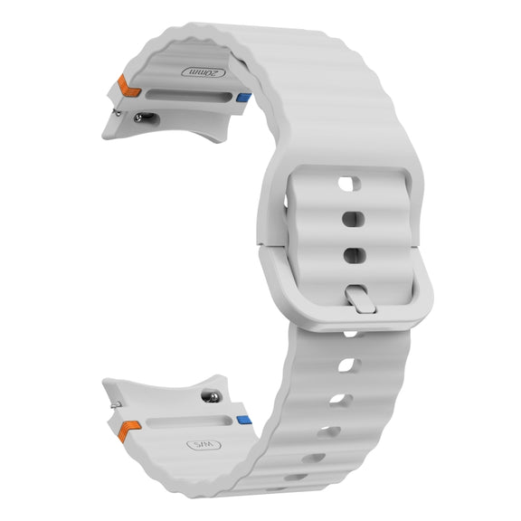 For Samsung Galaxy Watch 5 Pro Wave Pattern Stitched Silicone Watch Band(Light Gray)