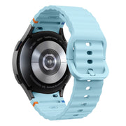 For Samsung Galaxy Watch 5 Pro Wave Pattern Stitched Silicone Watch Band(Light Blue)