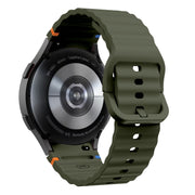 For Samsung Galaxy Watch 5 Pro Wave Pattern Stitched Silicone Watch Band(Army Green)