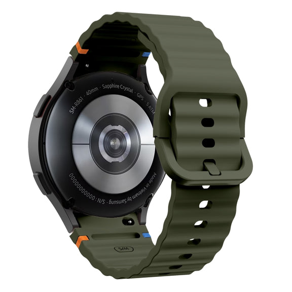 For Samsung Galaxy Watch 5 Pro Wave Pattern Stitched Silicone Watch Band(Army Green)