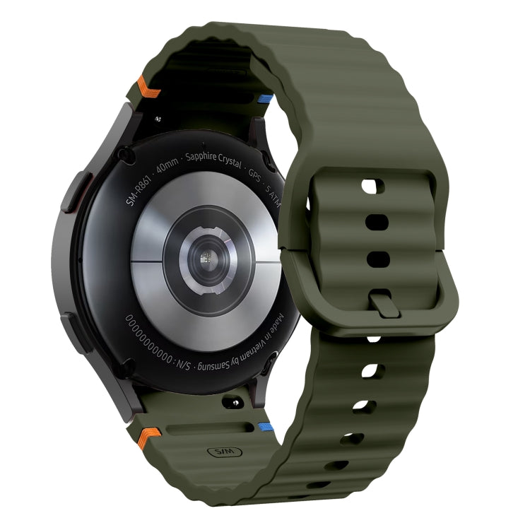 For Samsung Galaxy Watch 5 Pro Wave Pattern Stitched Silicone Watch Band(Army Green)