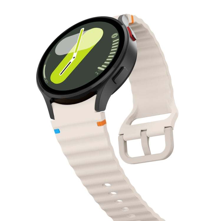 For Samsung Galaxy Watch 4 40 / 44mm Wave Pattern Stitched Silicone Watch Band(Starlight)