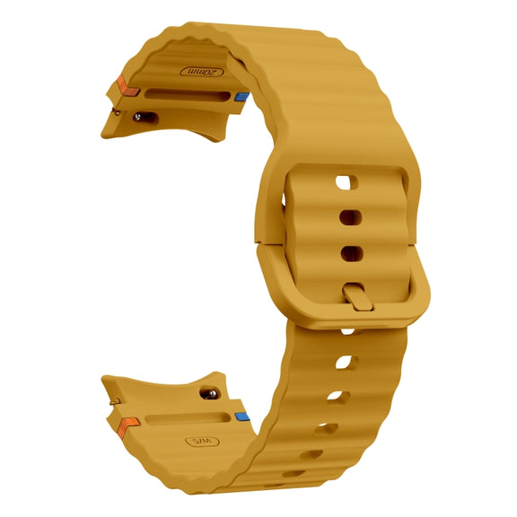 For Samsung Galaxy Watch 4 40 / 44mm Wave Pattern Stitched Silicone Watch Band(Yellow)