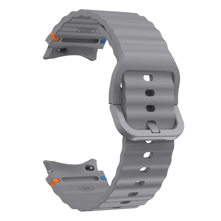 For Samsung Galaxy Watch 4 40 / 44mm Wave Pattern Stitched Silicone Watch Band(Dark Gray)