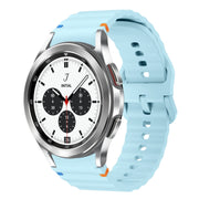 For Samsung Galaxy Watch 4 Classic 42 / 46mm Wave Pattern Stitched Silicone Watch Band(Light Blue)