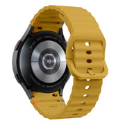 For Samsung Galaxy Watch 4 Classic 42 / 46mm Wave Pattern Stitched Silicone Watch Band(Yellow)