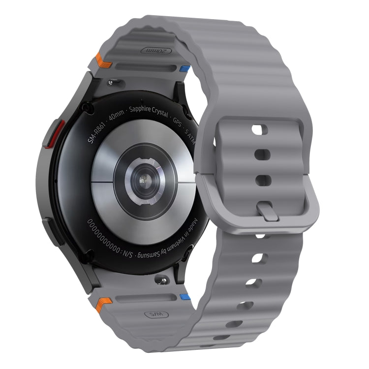 For Samsung Galaxy Watch 4 Classic 42 / 46mm Wave Pattern Stitched Silicone Watch Band(Dark Gray)