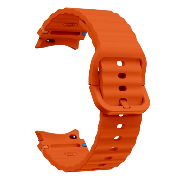 For Samsung Galaxy Watch 4 Classic 42 / 46mm Wave Pattern Stitched Silicone Watch Band(Orange)