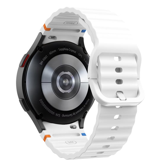 For Samsung Galaxy Watch3 41mm Wave Pattern Stitched Silicone Watch Band(White)